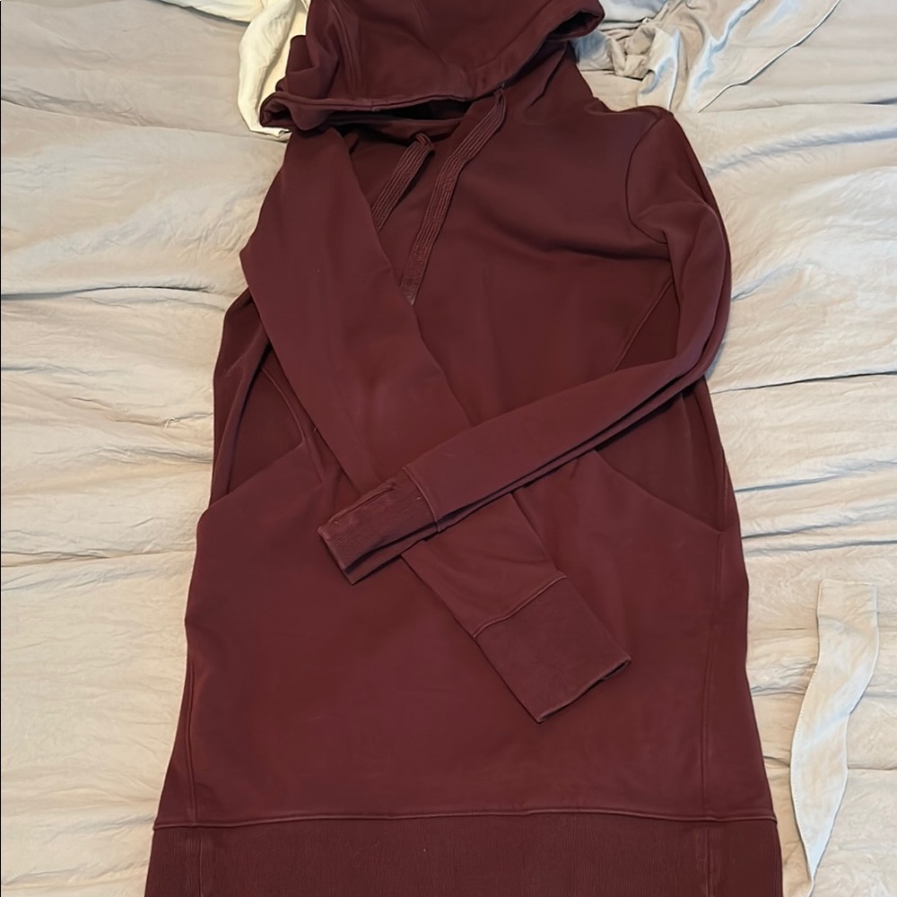 Burgundy Hooded Sweatshirt Dress
